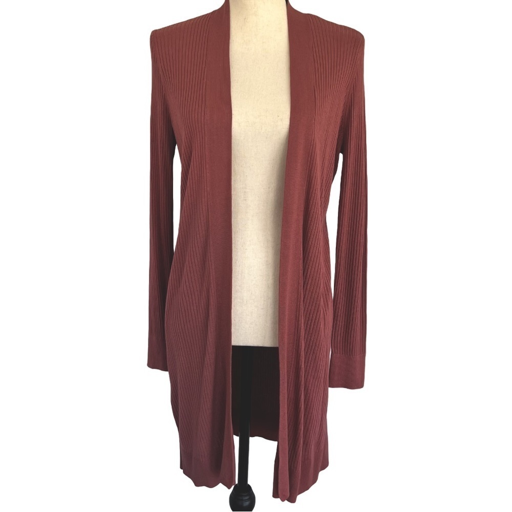 NWT LOFT - Soft, Ribbed, Long Open Cardigan/Duster, Lightweight, Mauve/Pink, XS﻿